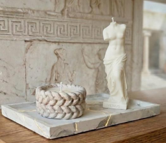 Vela escultura Venus y vela trenzada