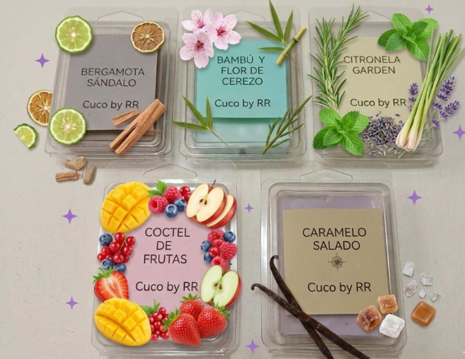 Waxmelts con etiquetas y aromas naturales