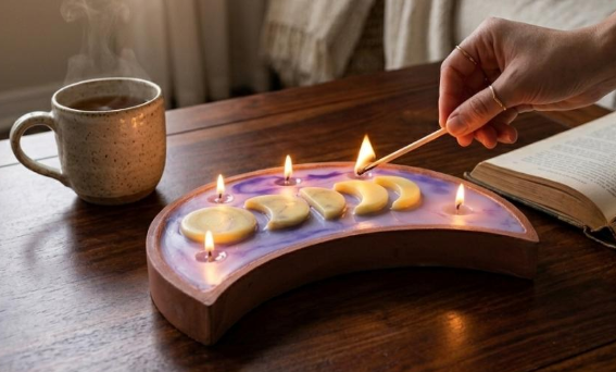 Zen — bandeja luna con velas